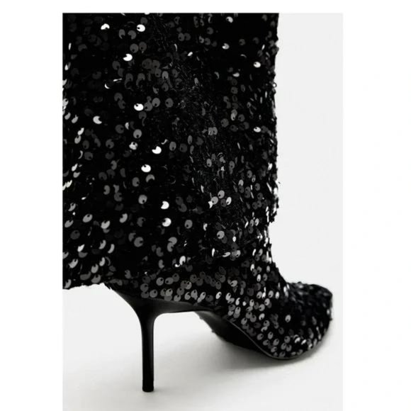 ZARA SEQUIN GAITER BOOTS - Picture 4 of 7